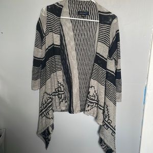 Level Eight women’s S gray black open front waterfall cardigan Aztec design